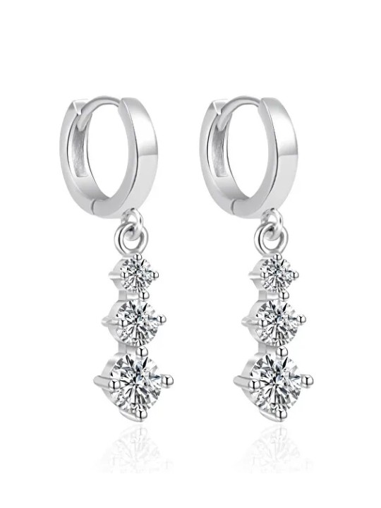 Agato Orecchini a cerchio in argento con zirconi trasparenti AGT-E069KW donna