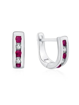 MOISS Eleganti orecchini in argento con zirconi trasparenti e fucsia E0000177 donna