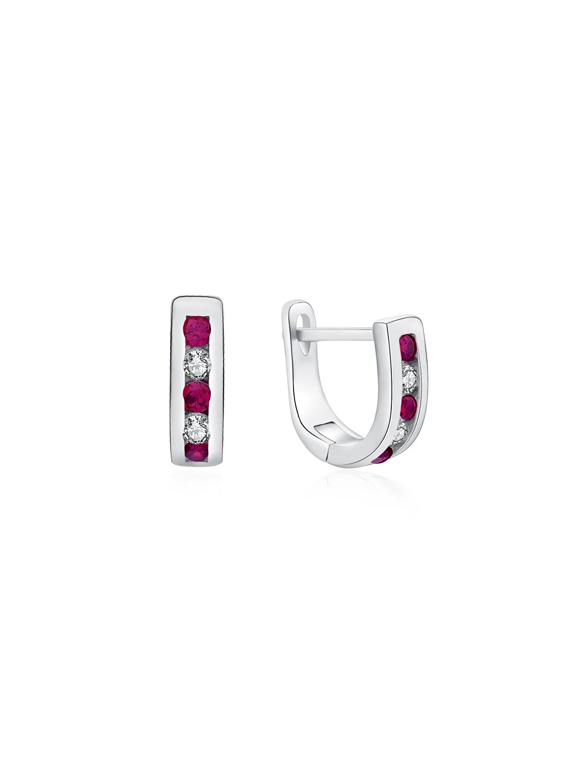 MOISS Eleganti orecchini in argento con zirconi trasparenti e fucsia E0000177 donna