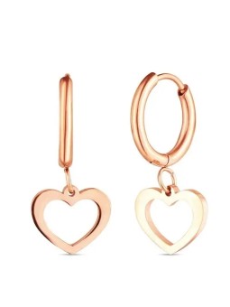 Vuch Orecchini a cerchio a forma di cuore in acciaio placcato oro Glimmer Rose Gold donna