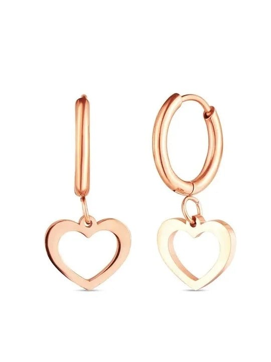 Vuch Orecchini a cerchio a forma di cuore in acciaio placcato oro Glimmer Rose Gold donna
