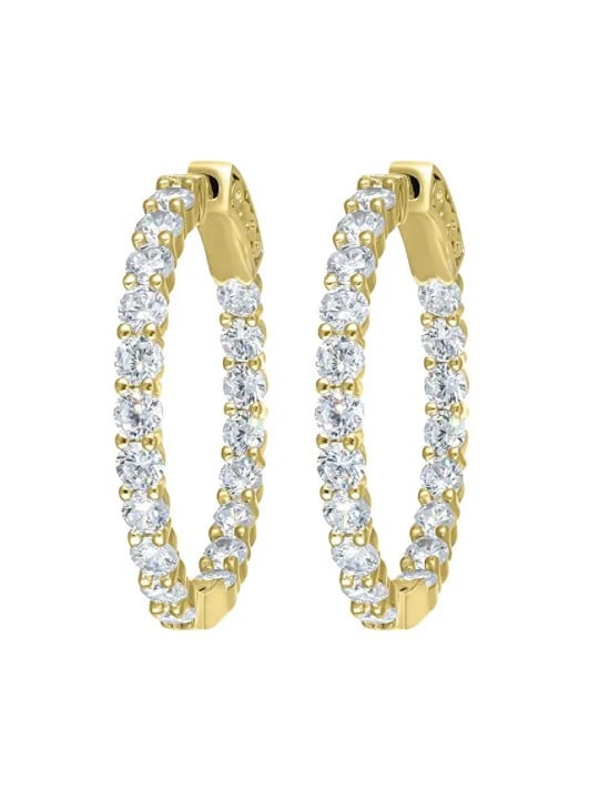 CRYSTAlp Orecchini a cerchio placcati oro con cristalli Tennis 42336.G donna