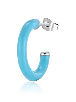 S'Agapõ Orecchino singolo tondo con smalto azzurro Vibes SVB45 donna