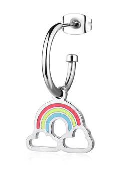 S'Agapõ Orecchino singolo in acciaio con sorriso arcobaleno SSM021 donna
