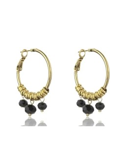 Marc Malone Orecchini a cerchio placcati oro Zoey Black Orecchini MCE23010G donna