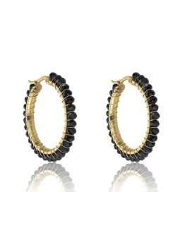 Marc Malone Eleganti orecchini Elena Black con cerchi placcati oro MCE23028G donna