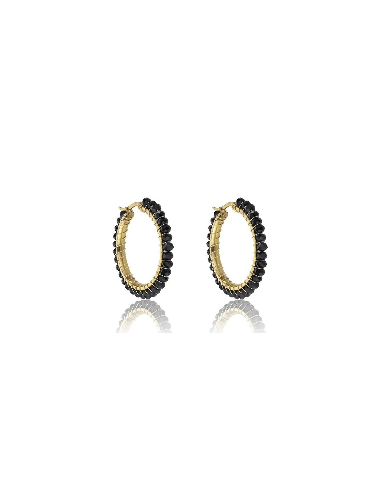 Marc Malone Eleganti orecchini Elena Black con cerchi placcati oro MCE23028G donna