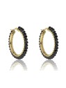 Marc Malone Eleganti orecchini Elena Black con cerchi placcati oro MCE23028G donna
