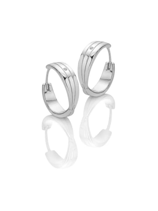Hot Diamonds Orecchini a cerchio di lusso in argento con diamanti Trio DE840 donna