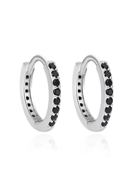 Agato Orecchini a cerchio in argento con zirconi neri AGT-E234KBK donna