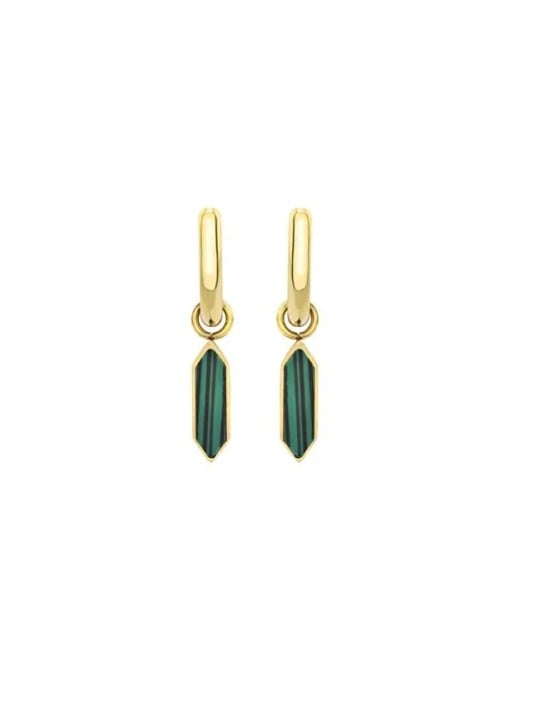 BREIL Orecchini moderni placcati oro con malachite Stylize TJ3659 donna