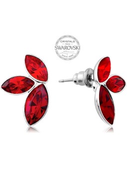 Levien Orecchini con tre cristilla Navette rossi donna