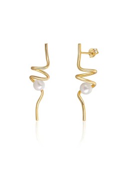 JwL Luxury Pearls Orecchini lunghi in argento placcato oro con perla JL0621 donna