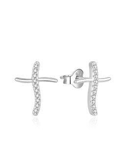 Beneto Orecchini moderni in argento con zirconi Croci AGUP2000 donna