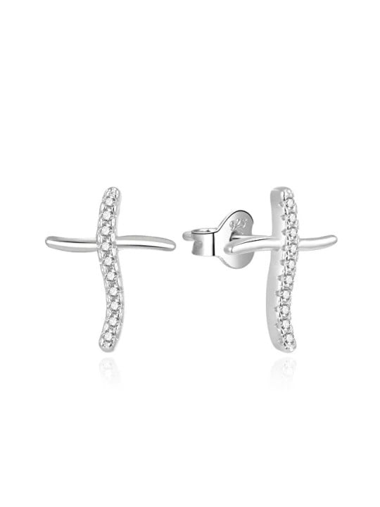 Beneto Orecchini moderni in argento con zirconi Croci AGUP2000 donna