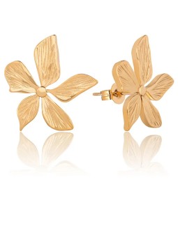 Troli Bellissimi orecchini in acciaio dorato Fiori donna