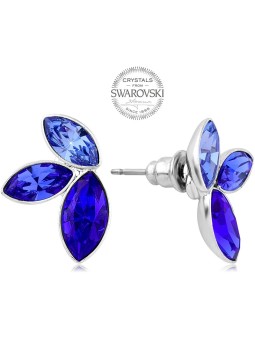 Levien Orecchini con tre cristilla Navette blu donna