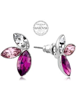 Levien Orecchini con tre cristilla nelle tonaia viola Navette donna