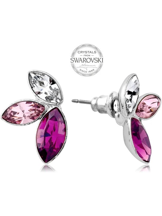 Levien Orecchini con tre cristilla nelle tonaia viola Navette donna