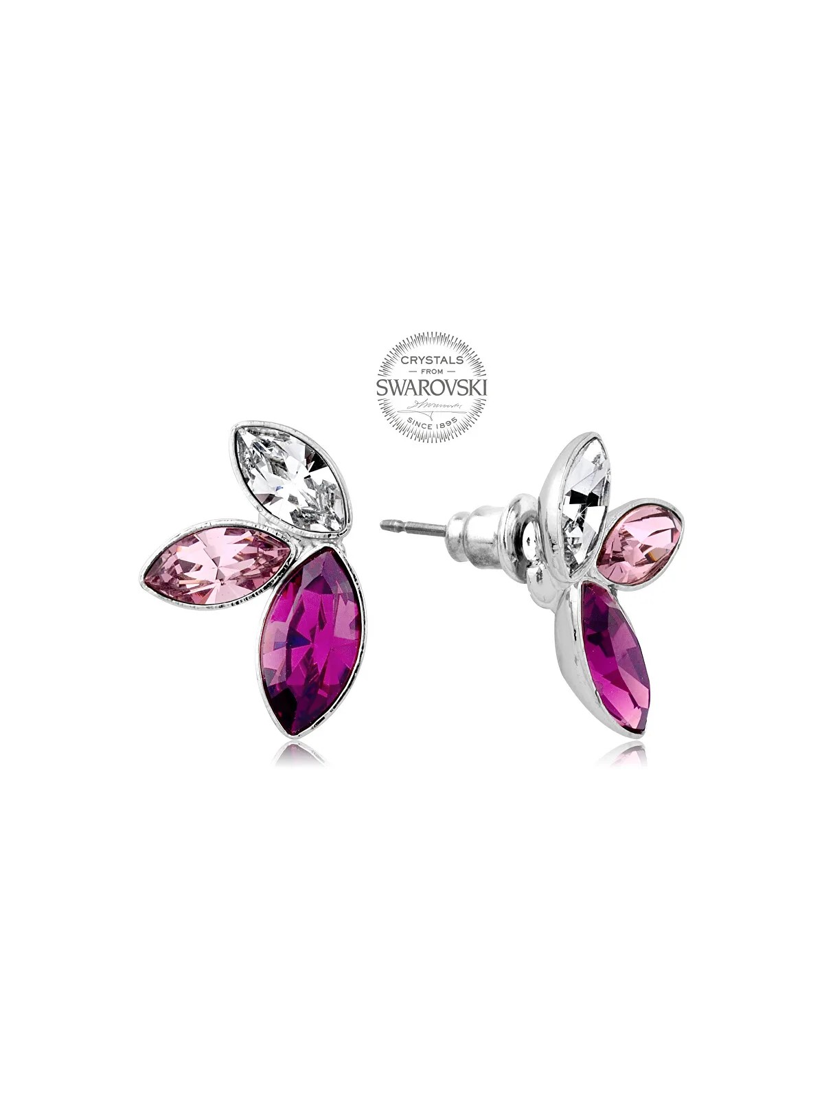 Levien Orecchini con tre cristilla nelle tonaia viola Navette donna