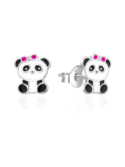 Orecchini in argento con smalto Panda AGT-ED015P