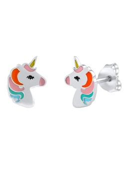 Eiva JJJ1659E Orecchini a bottone in argento con unicorno