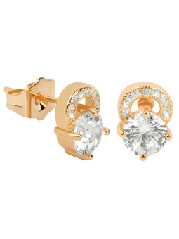 Troli Orecchini glitterati placcati oro con cristilla trasparente donna
