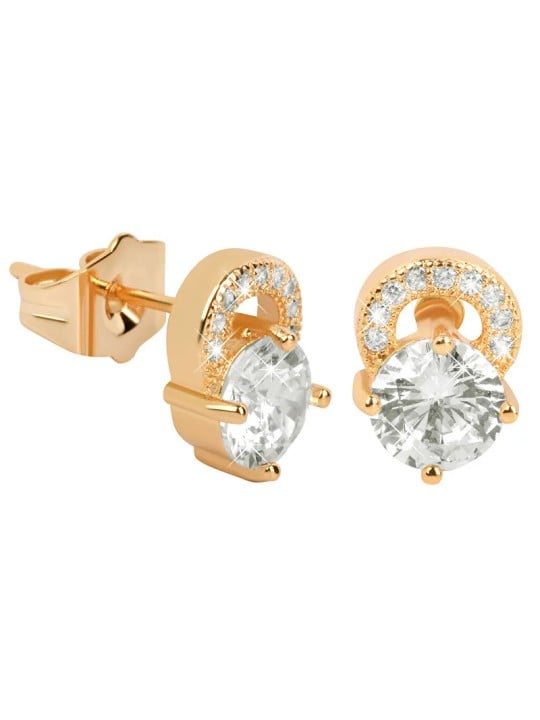 Troli Orecchini glitterati placcati oro con cristilla trasparente donna