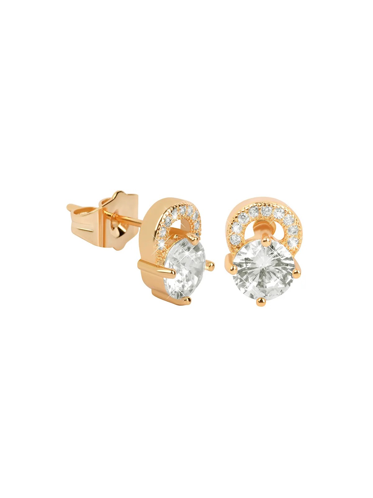 Troli Orecchini glitterati placcati oro con cristilla trasparente donna