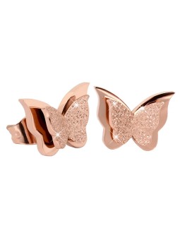 Troli Orecchini e farfalla piccoli Farfalla in metallo KES-048-ROSEGOLD donna