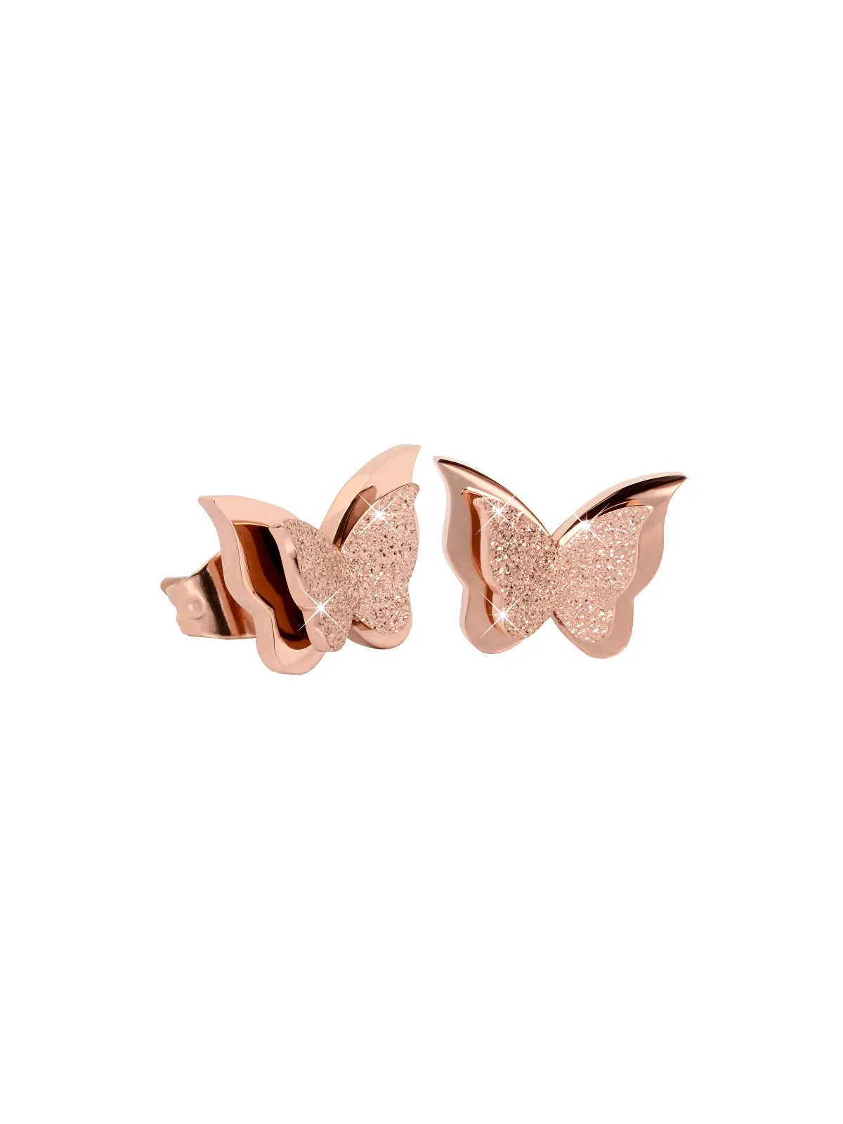 Troli Orecchini e farfalla piccoli Farfalla in metallo KES-048-ROSEGOLD donna