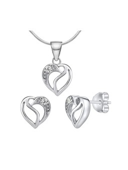 Silvego Set in argento JJJS659 Cuore scintillante (orecchini, pendente) donna