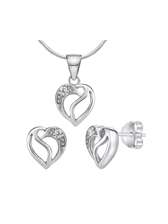 Silvego Set in argento JJJS659 Cuore scintillante (orecchini, pendente) donna
