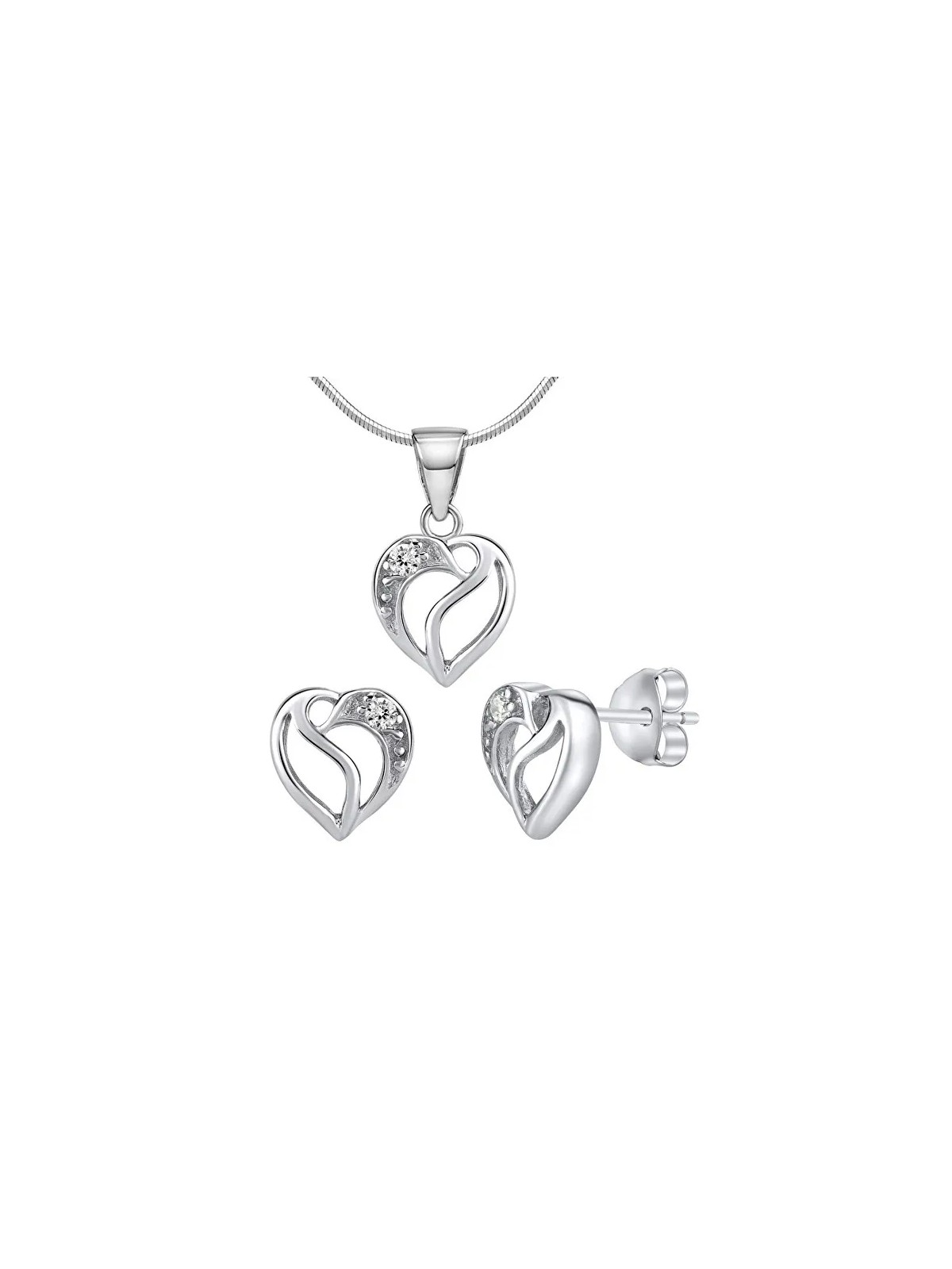 Silvego Set in argento JJJS659 Cuore scintillante (orecchini, pendente) donna