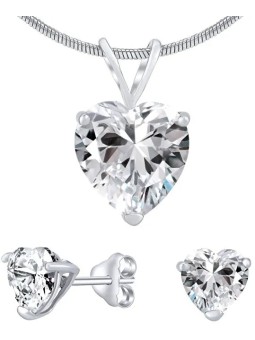 Set di gioielli Silvego in argento con cristallo trasparente JJJHEART01 (orecchini, pendente) donna