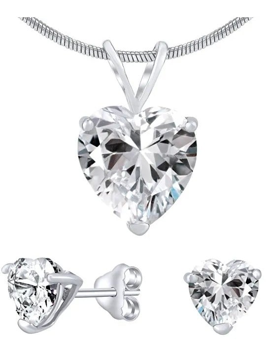 Set di gioielli Silvego in argento con cristallo trasparente JJJHEART01 (orecchini, pendente) donna