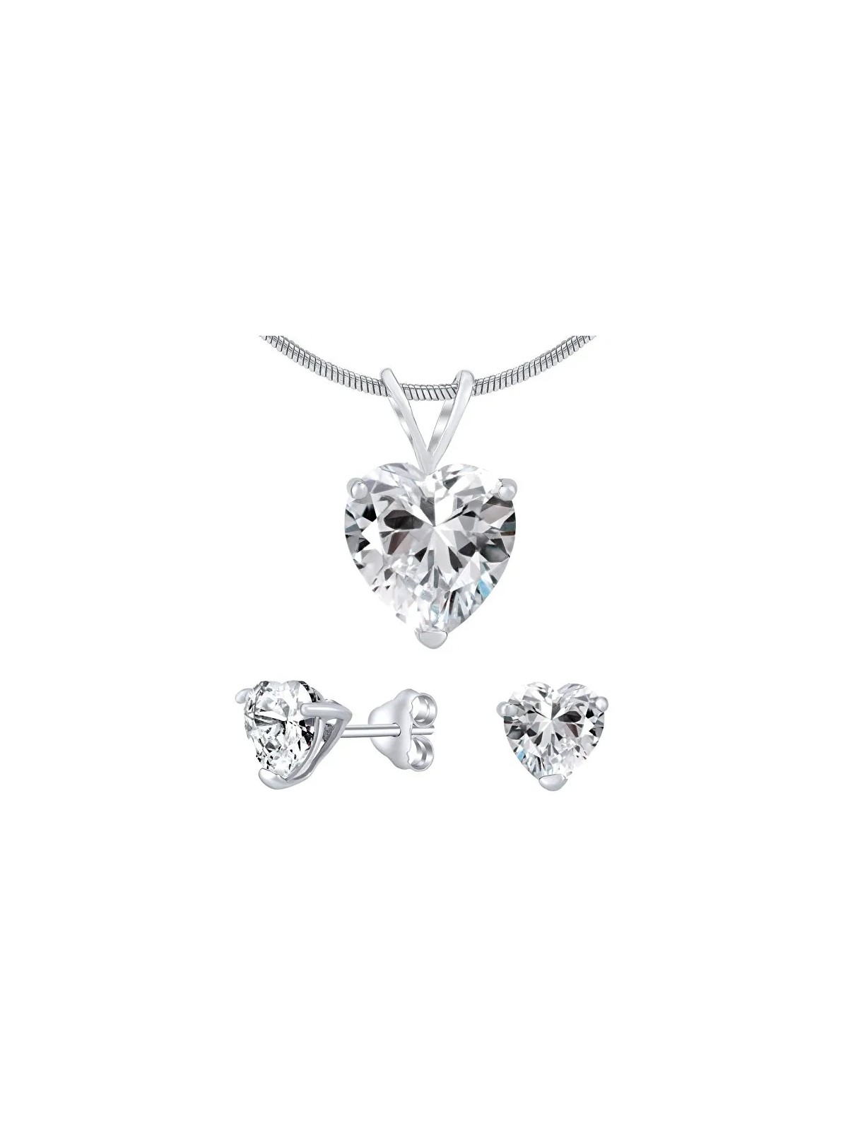Set di gioielli Silvego in argento con cristallo trasparente JJJHEART01 (orecchini, pendente) donna