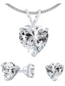 Set di gioielli Silvego in argento con cristallo trasparente JJJHEART01 (orecchini, pendente) donna