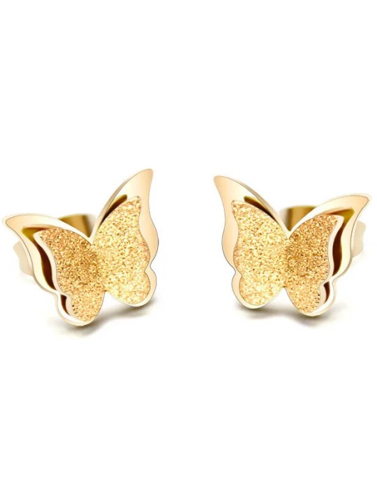 Troli Orecchino e farfalla placcato oro Farfalla in metallo KES-048-GOLD donna
