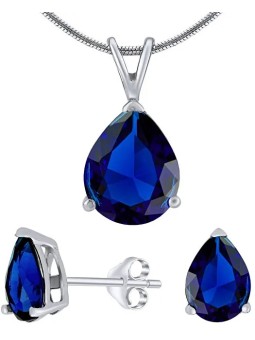 Silvego Set in argento con cristallo blu scuro JJJS4TM5 (orecchini, pendente) donna