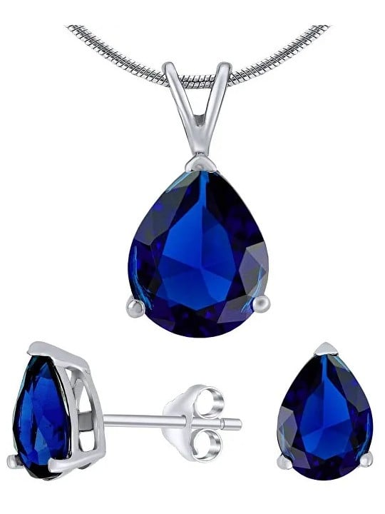 Silvego Set in argento con cristallo blu scuro JJJS4TM5 (orecchini, pendente) donna