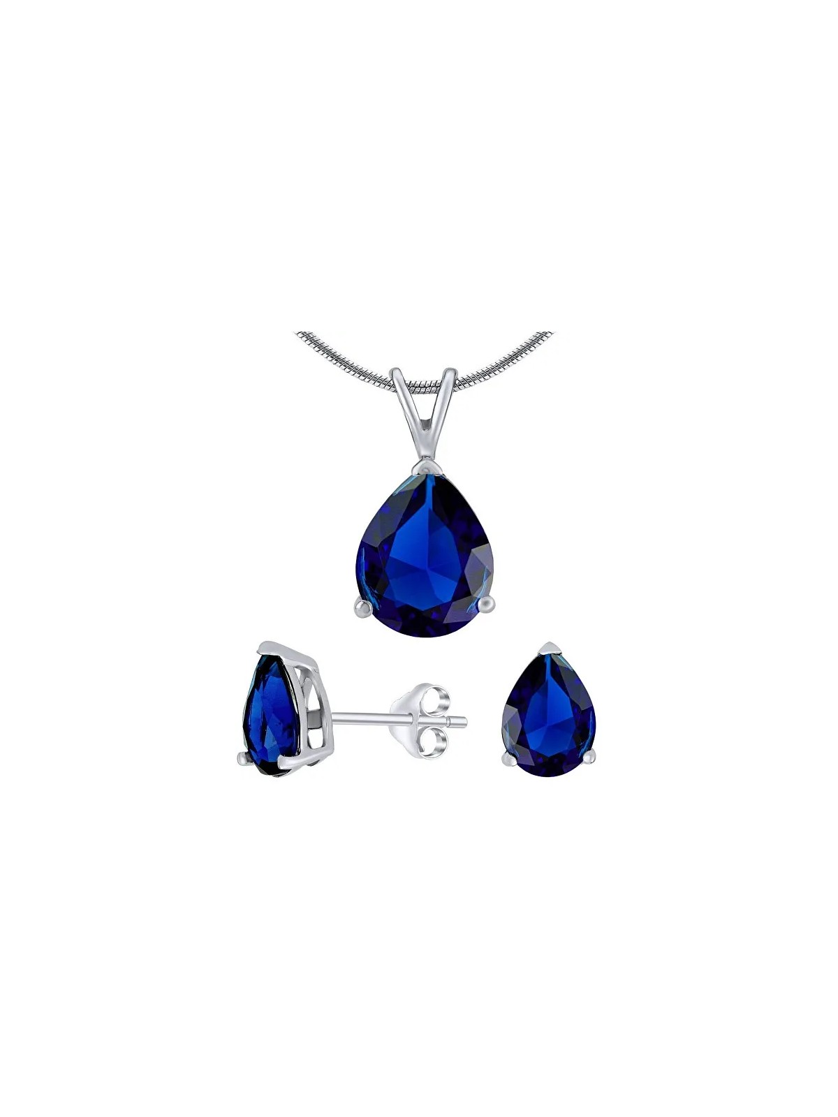 Silvego Set in argento con cristallo blu scuro JJJS4TM5 (orecchini, pendente) donna