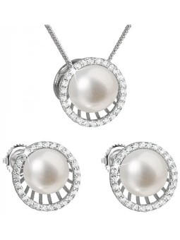 Evolution Group Pavona 29034.1S set di lusso in argento con perle vere (orecchini, catena, pendente) donna