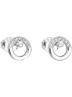 Evolution Group Orecchini a bottone in argento con zircone bianco rotondo 11016.1 donna