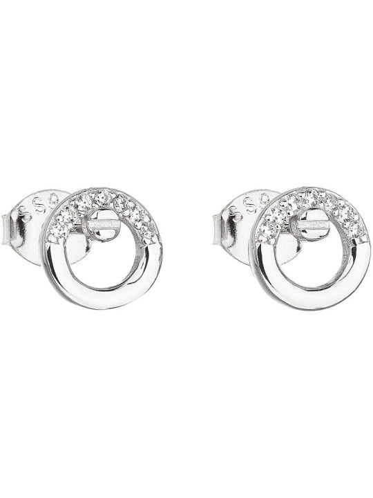 Evolution Group Orecchini a bottone in argento con zircone bianco rotondo 11016.1 donna