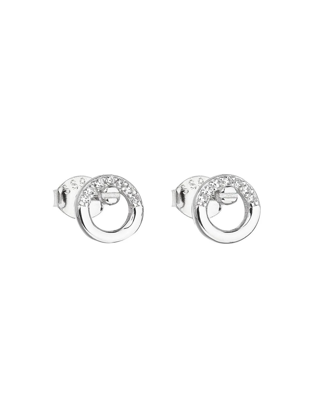 Evolution Group Orecchini a bottone in argento con zircone bianco rotondo 11016.1 donna