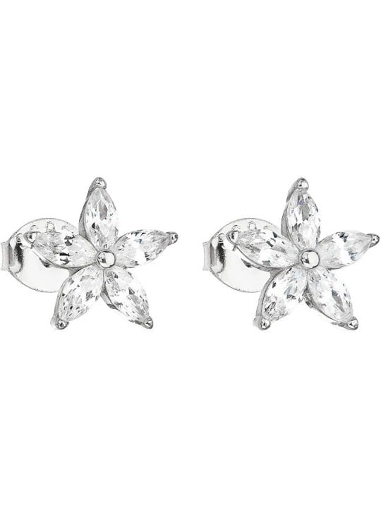 Evolution Group Orecchini in argento con fiore bianco in zircone 11069.1 donna