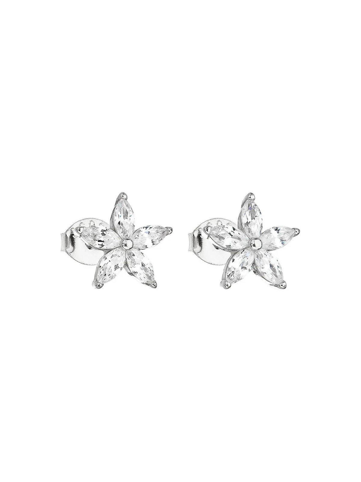 Evolution Group Orecchini in argento con fiore bianco in zircone 11069.1 donna