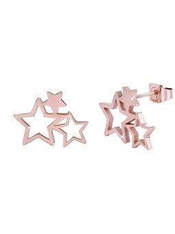 Troli Orecchini a tre stelle in acciaio placcato oro rosa donna