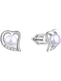 Beneto Orecchini a cuore in argento con vera perla AGUP1412P donna